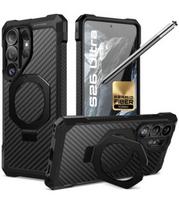 Juodas (Aramid) dėklas Samsung Galaxy S26 Ultra telefonui "Supcase UB Grip Mag Magsafe"