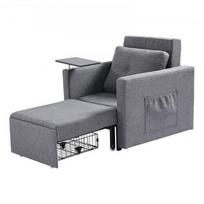 Miegamoji sofa-lova, 87,2x81x81 cm, pilka, reguliuojama atlošo padėtis, su daiktadėže