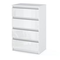 Komoda Hurtownia-Mebli Hugo, Blizgi Balta, 60 cm, Su stalčiais talpi TV spintelė miegamasis