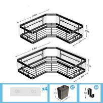 Neperforuojamas 201 nerūdijančio plieno vonios sieninis stovas Carbon Steel Corner 2 Set matinė juoda spalva