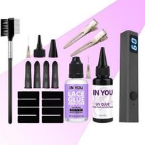 Plaukų priauginimo UV klijų įrankių rinkinys Skaidrūs klijai UV lempa 30 g klijų su 30 ml klijų valikliu UV plaukų rinkiniui Blakstienų priauginimui Perukams Plaukams Profesionalus A set