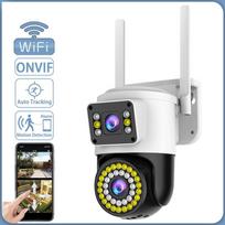 4MP 2K IP WiFi apsaugos kamera PTZ dvigubo objektyvo / ekrano CCTV lauko vandeniui atspari WiFi stebėjimo kameros išmaniojo namo apsaugos kamera AU plug  juoda