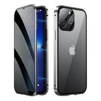 Double-Sided Buckle Magnetic Anti-Peeping Privacy Case for IPhone 17 Pro Max 16 15 14 13 12 Pro Max 12  360 Full Cover Shockproof Cases For iPhone 13 sidabras