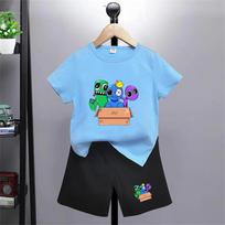 Rainbow Friends Anime 3D Print Children T-shirts Suits Boys Black Girl Pink Casual Tops Short Sleeve Summer Clothes 100