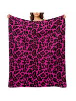 Ryškiai rožinė Y2K estetikos leopardo rašto pledas Helovino Kalėdinės dovanos Sofoms Dideli sofos pledai 75X95CM pilka spalva
