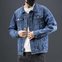 Vyriškas Slim Fit džinsinis švarkas korėjietišku stiliumi pavasariui, rudeniui ir žiemai XXXL mėlyna
