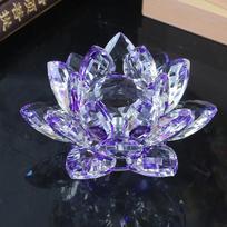 Krištolinė lotoso žvakidė – dekoratyvinė budistinė stalo puošmena 20# 63*63*38(Flat bottom) violetinė