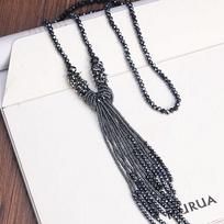 Fashionable Multi-layer Crystal Tassel Pendant Necklace Sweater Chain One Size