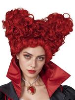 Raudona Karalienė Aukštos Kokybės Sintetinė Trumpa Ritininė Peruka Pakelti Du Maži Kuodeliai Moterims Kalėdų Helovino Cosplay Šventėms raudona