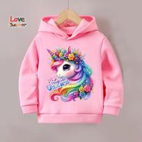 Vienaragės Hoodies Šiltos su vilnos pamušalu Mergaičių Vienaragės Hoodies Ir Sportinės Kelnės 2 vnt Mergaitės Palaidinės Kostiumas Sportinis Kostiumas Ruduo Ir Žiema 100 mėlyna
