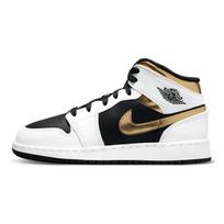 Air Jordan 1 Mid GS Balti Auksiniai Vaikams Sportbačiai Daugiaspalviai Juodi 554725-190 38