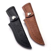 Odinis peilio makštis, karvės odos dėklas lauko tiesiam peiliui Black leather sheath