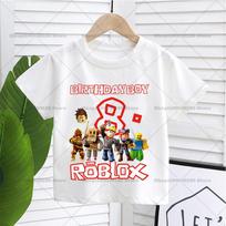 Vasaros Roblox berniukų mergaičių gimtadienio skaičių marškinėliai Vaikų drabužiai Kūdikių medvilniniai marškinėliai Šventiniai trumparankoviai viršutiniai drabužiai Mažylių dovanos 100