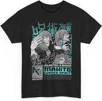 Jujutsu Mahito Anime Marškinėliai Unisex Kaisen Anime Japoniški Medvilniniai Marškinėliai S juoda