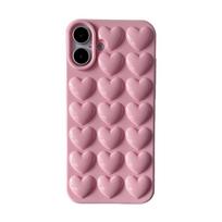 Rožinis 3D burbuliukų širdelės mielas mergaitiškas dėklas telefonui iPhone 17 Air 16 15 14 Plus 13 12 11 Pro Max minkštas silikoninis galinis dangtelis Funda iPhone 13 mini