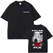 Raperis Plk Polak Grafinis T-shirt Vyrai Moterys Hip Hop Mada Pop Muzikos T-shirtai Vyriški Laisvalaikio Vintažiniai T-shirtai Streetwear S juoda