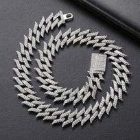 Hip Hop 18mm 2row Thorns Cuban Link Chain Bling Aaa +Iced Out Alloy Rhinestones Bracelet Necklace For Men Women Jewelry 45cm