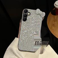 Samsung S25 Series Rhinestone Plaid Phone Case (S25Edge/FE/Ultra) - Soft, Full Coverage S23 Ultra balta