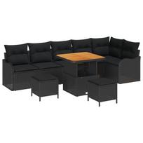 vidaXL Sodo Sofų Rinkinys su pagalve su saugykla 9 pcs Juoda