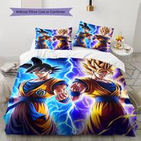 Son Goku Rašto Lovos Patalynės Antklodės Komplektas Antklodės Užvalkalas Pagalvės Užvalkalas Namų Dekoras Dovana (1 * antklodės užvalkalas + 2 * pagalvės užvalkalai, be šerdies) 135x200cm