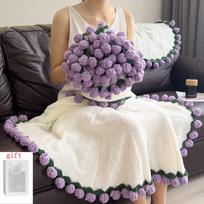 1 vnt. Rožių pledų puokštė su dovanų maišeliu Nertas rankų darbo rožių pledas Gimtadienio Valentino dienos dovana merginai Diameter 60cm violetinė