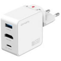 4smarts Travel charger Flex adapter Hub 65W GaN USB-C/USB-A/HDMI white
