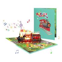 Iššokanti 3D gimtadienio kortelė su muzika Elegantiška gimtadienio staigmenos kortelė 3D iššokanti su melodinėmis melodijomis ir ryškia šviesa