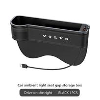 Automobilio sėdynės tarpelio organizatorius, laikymo dėžutė, kišenė, daugiafunkcis, skirtas Volvo S60 S90 XC40 XC60 XC90 V60 V90, su 2 USB įkrovikliais, spalvotu LED