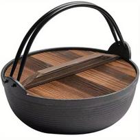 Japoniškas ketaus troškinimo puodas, 25 cm Sukiyaki puodas + eglės dangtelis