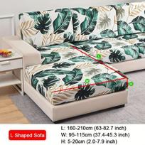 Elastingas geometrinis lapų sofos užvalkalas, L formos sofa