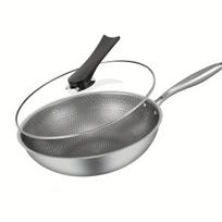 Nerūdijančio plieno wok keptuvė, 32 cm kietos rankenos vienas puodas