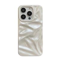 Perlų baltumo raukšlėtos tekstūros dėklas, skirtas iPhone 16 13 14 11 12 Pro Max 15 Plus, stilingas blizgus minkštas TPU telefono galinis dangtelis iPhone 12 Pro