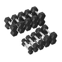 Sporto prekės, TUNTURI Platinum, hantelių rinkinys su šešiakampiu gumu, 1–10 kg