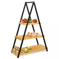 Bambukinė trijų aukštų serviravimo lėkštė 53 cm