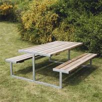 Nsh Nordic HORTUS stalų/suolų komplektas „ODIN“ impregnuotas cinkuotas rėmas be atlošo. Ilgis: 180 x plotis: 185 cm (801-087)