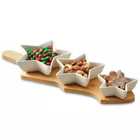 Užkandžių dubenėlių rinkinys su padėklu 42 × 14 cm