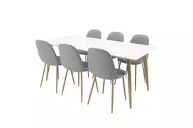 Polar Valgomojo stalas, 180*90*H75 + Polar Valgomojo kėdė 6 vnt., pilka