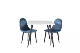Valgomojo stalas Polar 80*60 XXS - balta / juoda + Polar valgomojo kėdė XXS - Blue Velvet _2