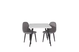 Valgomojo stalas Polar 80*60 XXS - balta / juoda + Polar valgomojo kėdė XXS - pilka _2