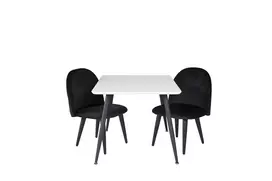 Valgomojo stalas Polar 80*60 XXS – balta / juoda + aksominė valgomojo kėdė XXS – juodas aksomas _2