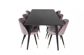 Valgomojo komplektas stalas Dipp su 6 kėdėmis Velvet