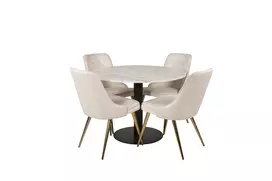 Valgomojo komplektas stalas Estelle su 4 kėdėmis Velvet Deluxe