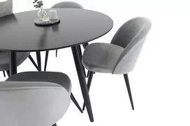 Plaza Runt Matbord - Svart / Svart - ø100*H75 + Velvet valgomojo kėdė - šviesiai pilka / juoda _4