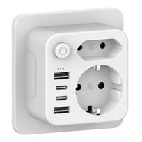 2 lizdų adapteris su USB ir USB C, daugializdis