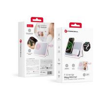 FORCELL F-ENERGY Mag Mirror 15W 3-in-1 wireless charger compatible with MagSafe / Apple Watch / Samsung Watch / AirPods, pink