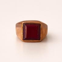 Square Cut Red Ruby Signet Ring, 925 Sterling Silver Jewelry, Handmade Pure Copper Ring, Bohemian Ring for Men Women 4 varis