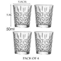 50ml Shot Glass Carved Patterns Vodka Glass Whiskey Shot Glass 45-60ml