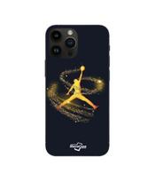 Telefono dėklas - Jordan - Iphone 15 Pro - Minkštas - Silikoninis - Auksiniai slankiojantys milteliai juoda