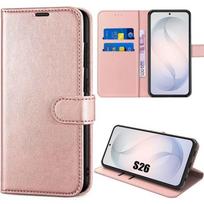 Case for Samsung Galaxy S26, Flip Cover Scratch-Resistant Shockproof Synthetic Leather - Pink rožinė