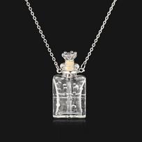 Transparent Glass Pendant Necklace Perfume Essential Oil Bottle Necklace Portable Aromatherapy Wish-making Jewelry